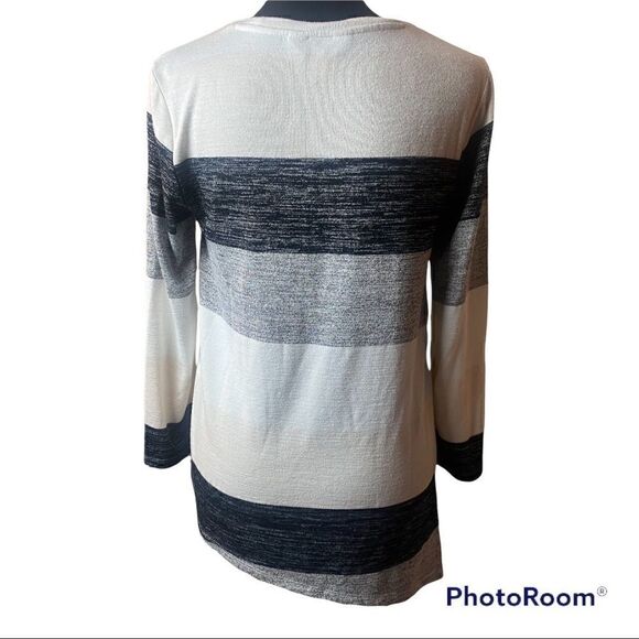 Market & Spruce Striped Asymmetric Long sleeve top - Picture 2 of 9